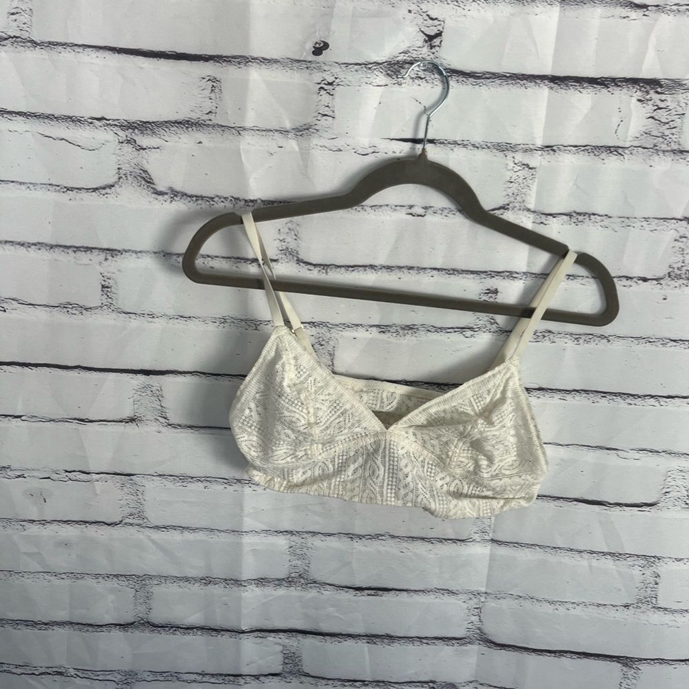 Aerie White Lace Bralette Wireless Women’s Large Soft Stretch Lined Crop Top Y2K - Picture 7 of 14